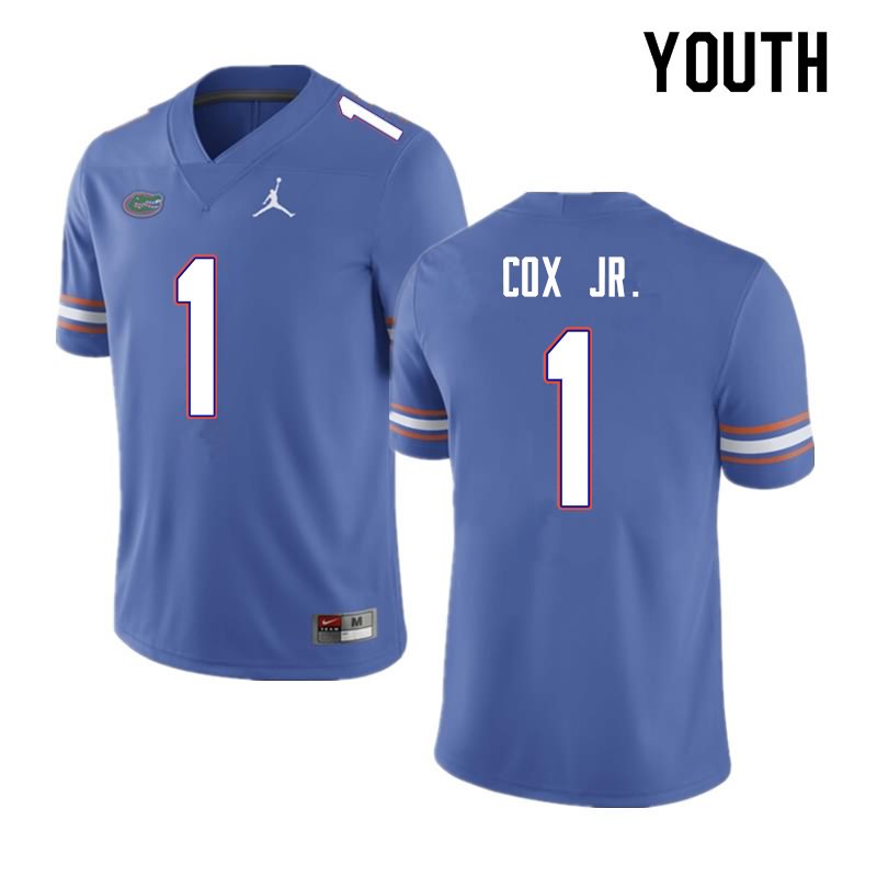 Youth NCAA Florida Gators Brenton Cox Jr. #1 Stitched Authentic Nike Blue College Football Jersey UIV2265OA